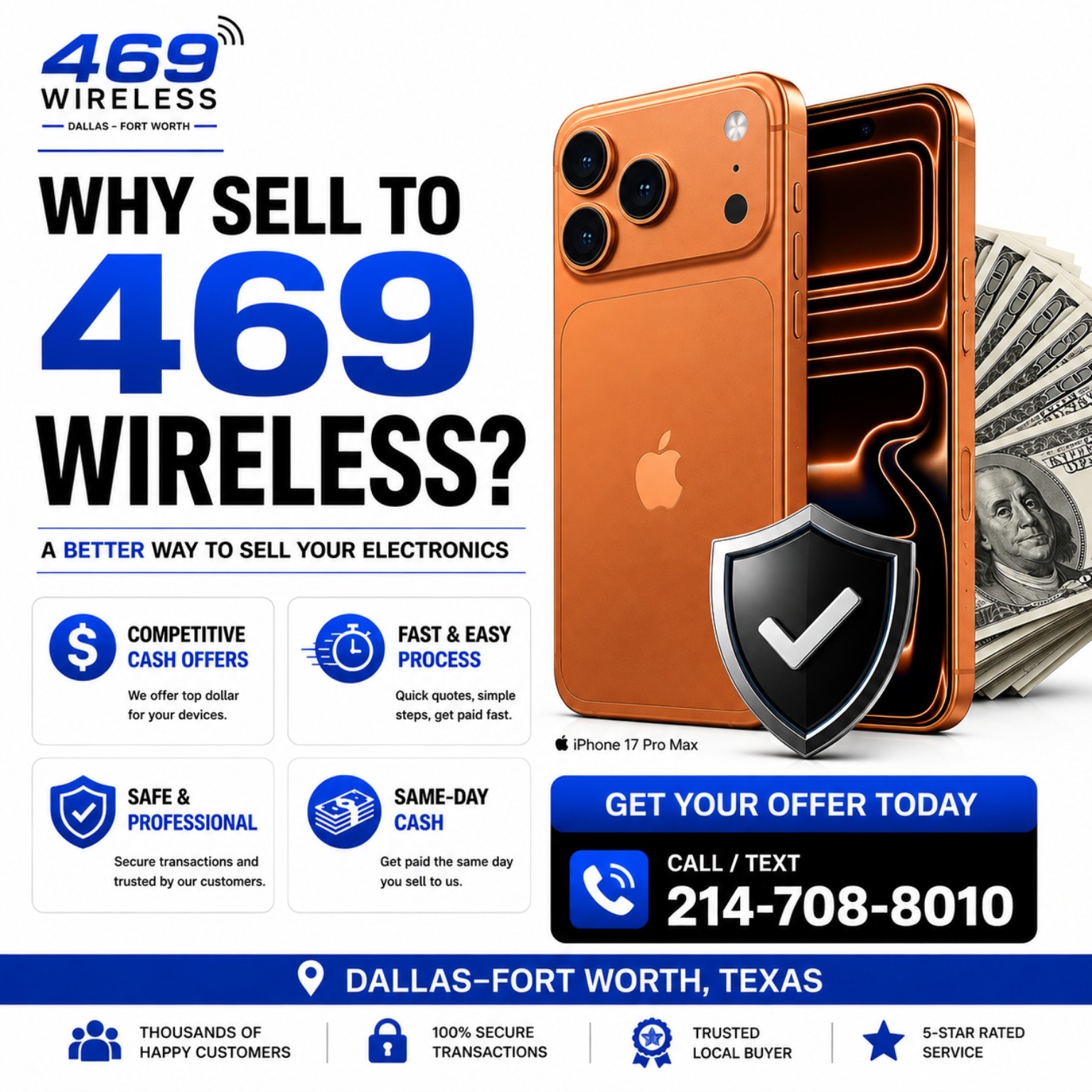 Why sell to 469 Wireless — competitive cash offers and same-day payment